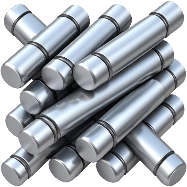 A bundle of thin uranium fuel rods used in a nuclear reactor, with a metallic silver or gray structure, cylindrical and slender rods, arranged in a hexagonal grid, realistic and industrial style, no green color, only metallic shades emoji