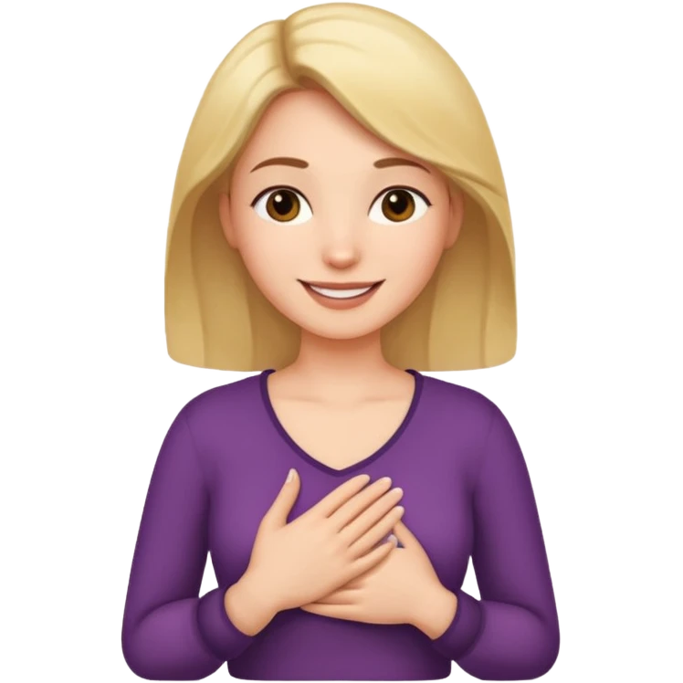 Elini göğsüne koyup rahatlamış emoji