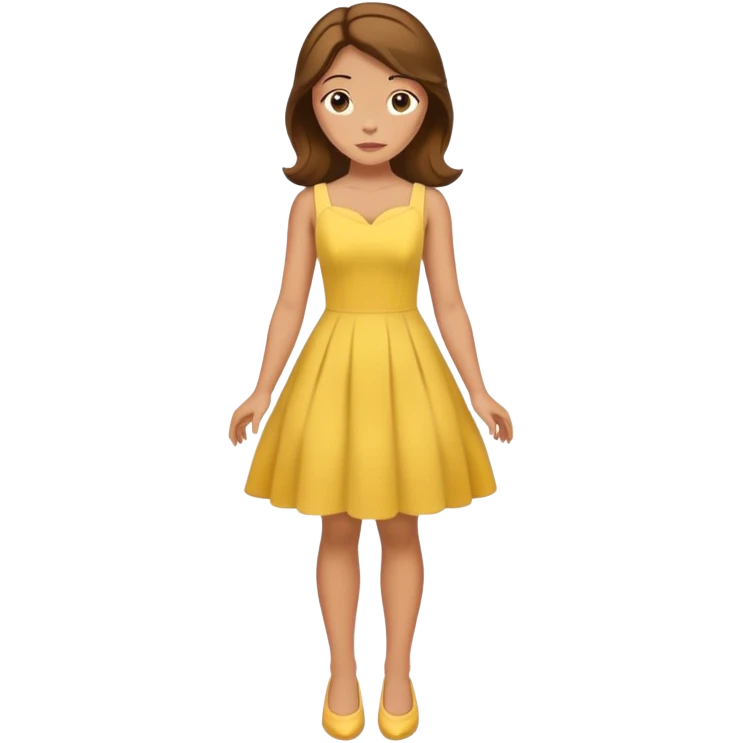 full body Belle with yellow dress and brown hair, showing entire figure from head to feet, minimal style emoji