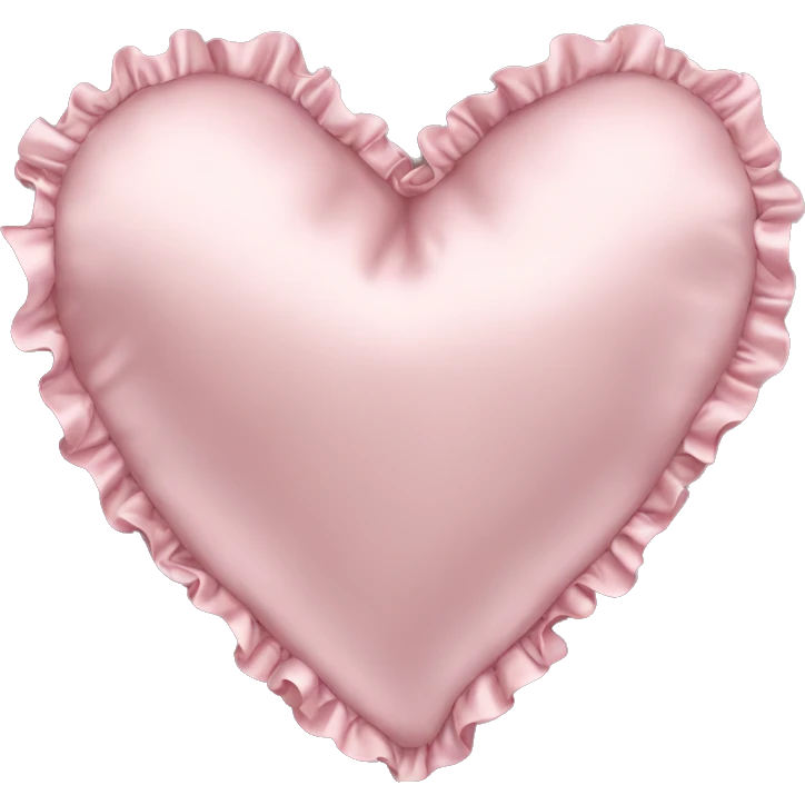 Light pink silk heart shaped pillow with ruffles emoji