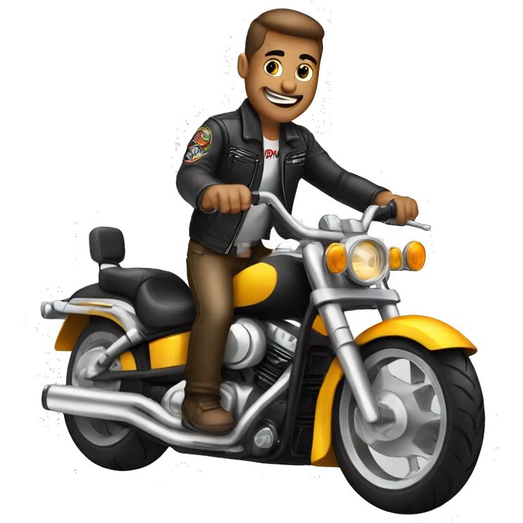 cartoon biker dude on a motorcycle with a transparent background emoji