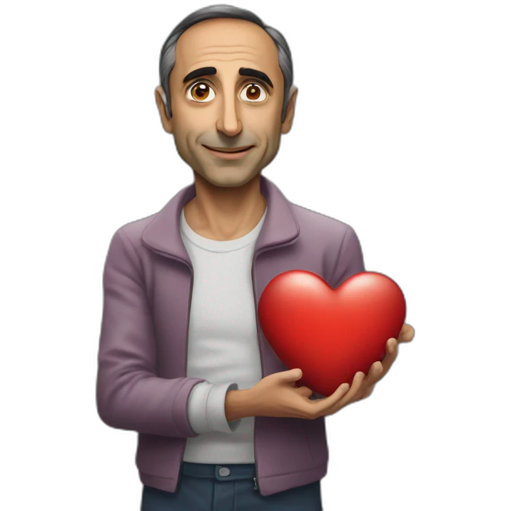 Eric zemmour holding a big heart emoji