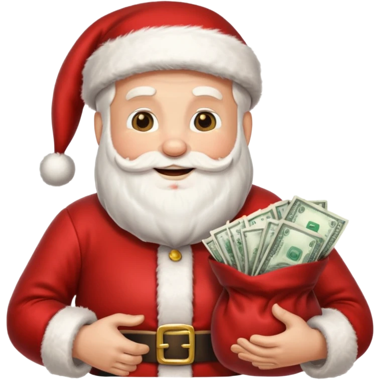 Um emoji de um  papai noel segurando um saco de dinheir emoji