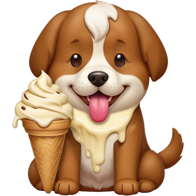 Dog eating an ice cream emoji