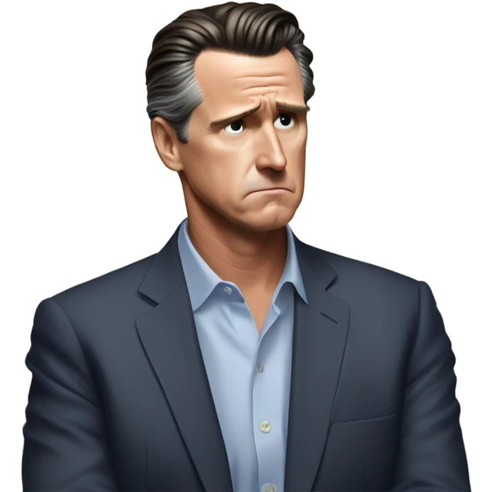 Gavin Newsom feeling sad emoji