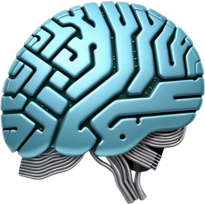 3D circuit board brain emoji