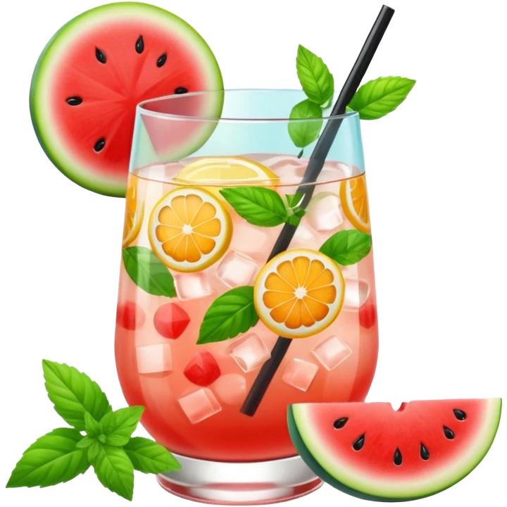 summer cocktail with lemon, watermelon, orange emoji