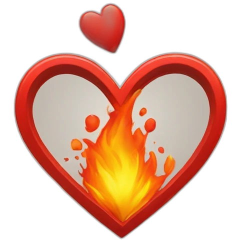 red heart on short fire emoji
