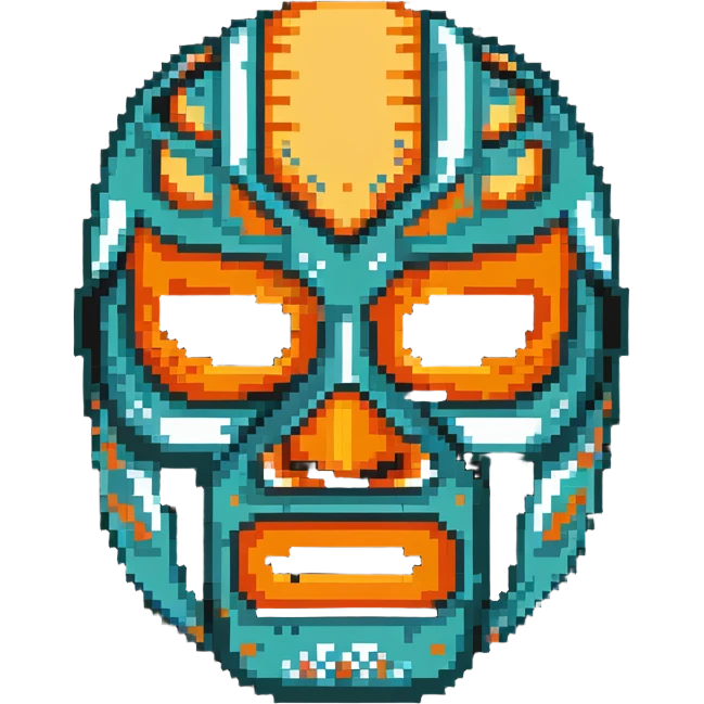 teal and orange luchador mask emoji