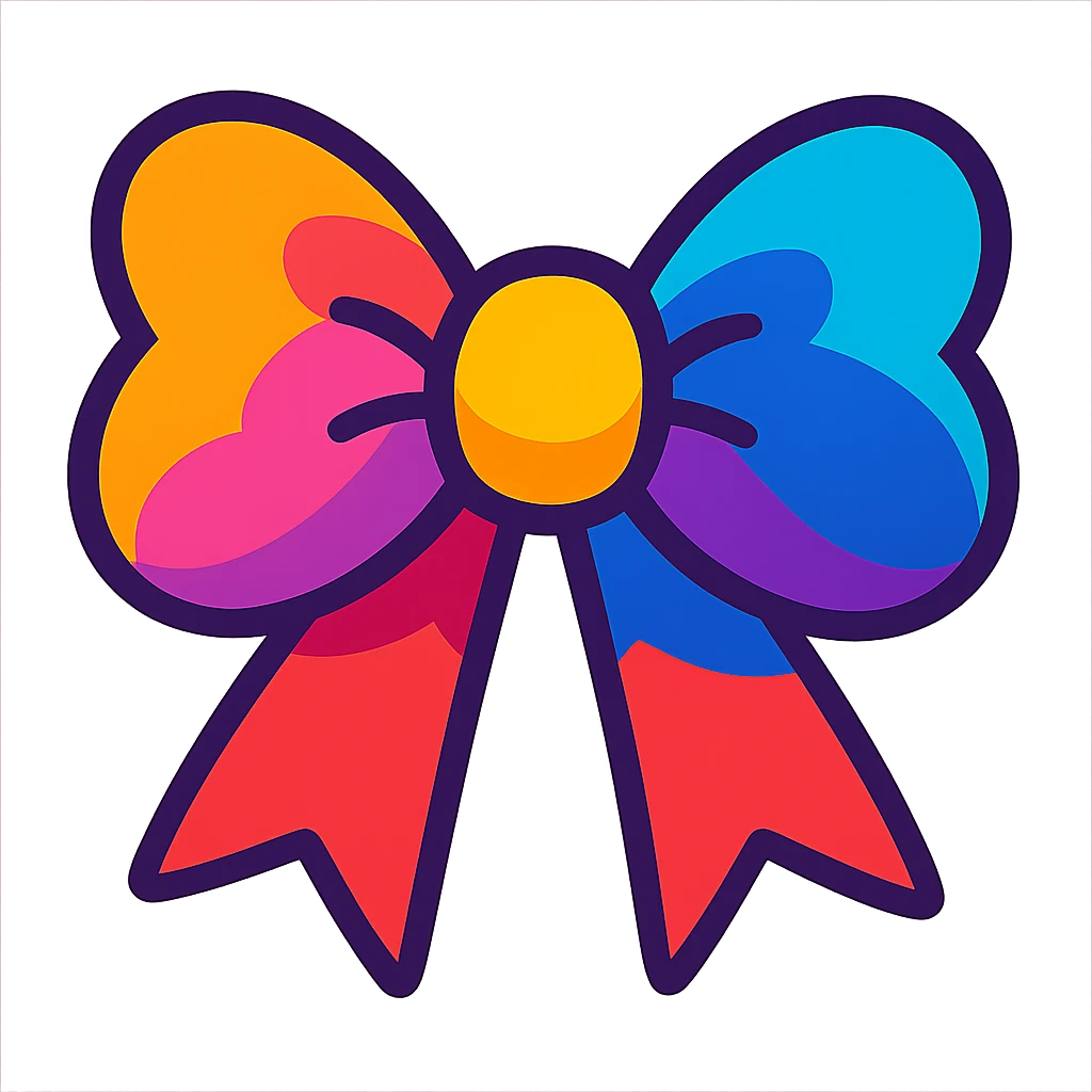 fluffy bow, vibrant colors, cartoon style emoji