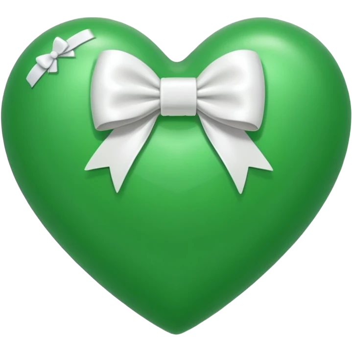 green heart with a white bow wrapped around it emoji