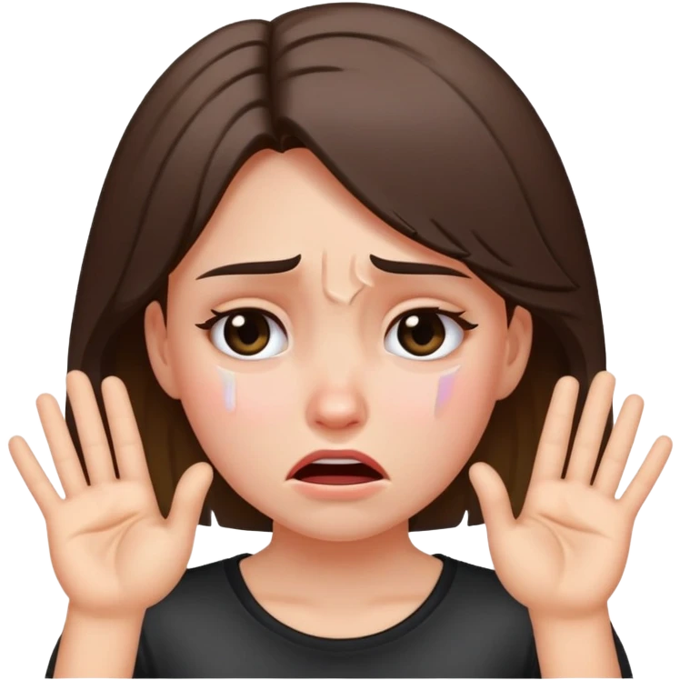 girl crying with her hands as gun signs at the side of her head emoji