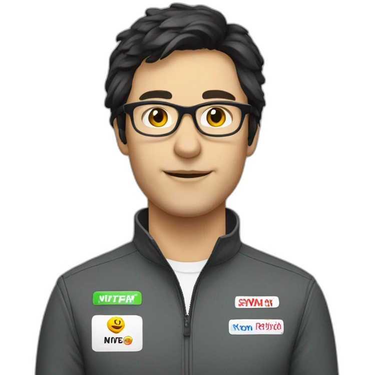 Motorsport Moderator with Dark hair and glasses  emoji
