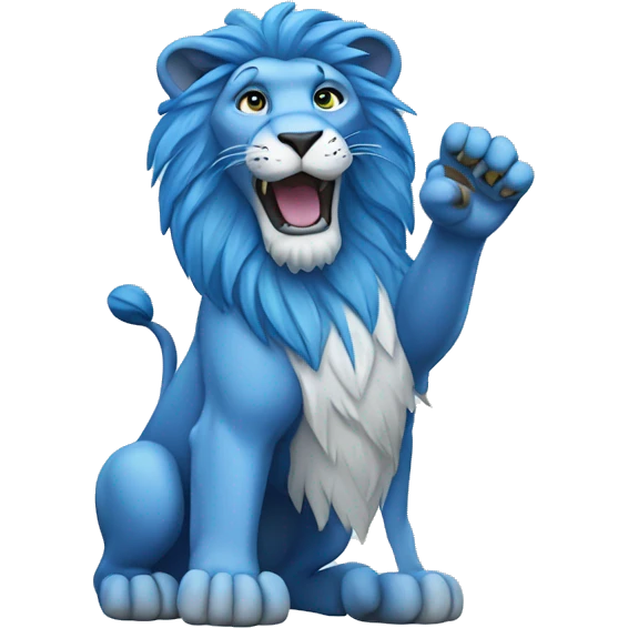 blue lion waving emoji