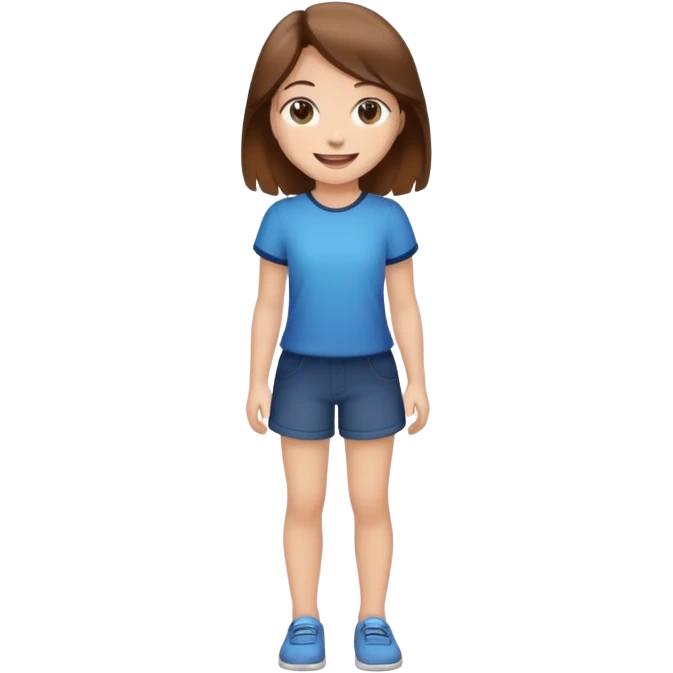 full body girl with brown hair standing up smiling emoji