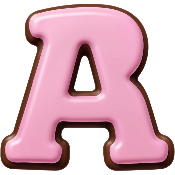 “Single pink bubble letter A, white outline, bottom dipped in chocolate with pink frosting drizzle, kawaii style, glossy, soft shading, clean outline, transparent background, Discord emoji size” emoji