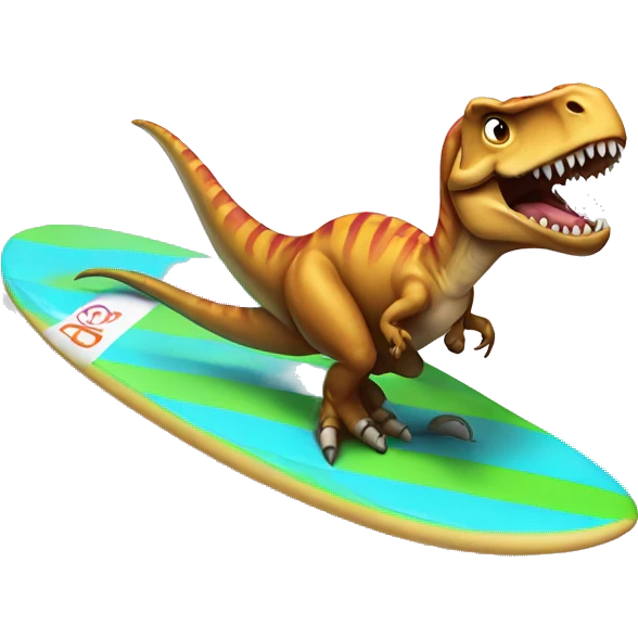 T-Rex on a surf board  emoji