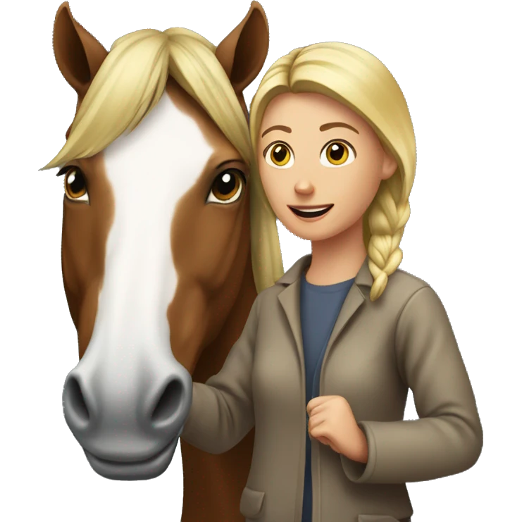 Horse near to woman  emoji