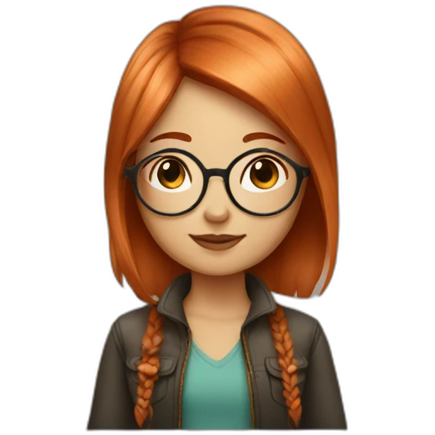 girl with copper hair and round glasses emoji