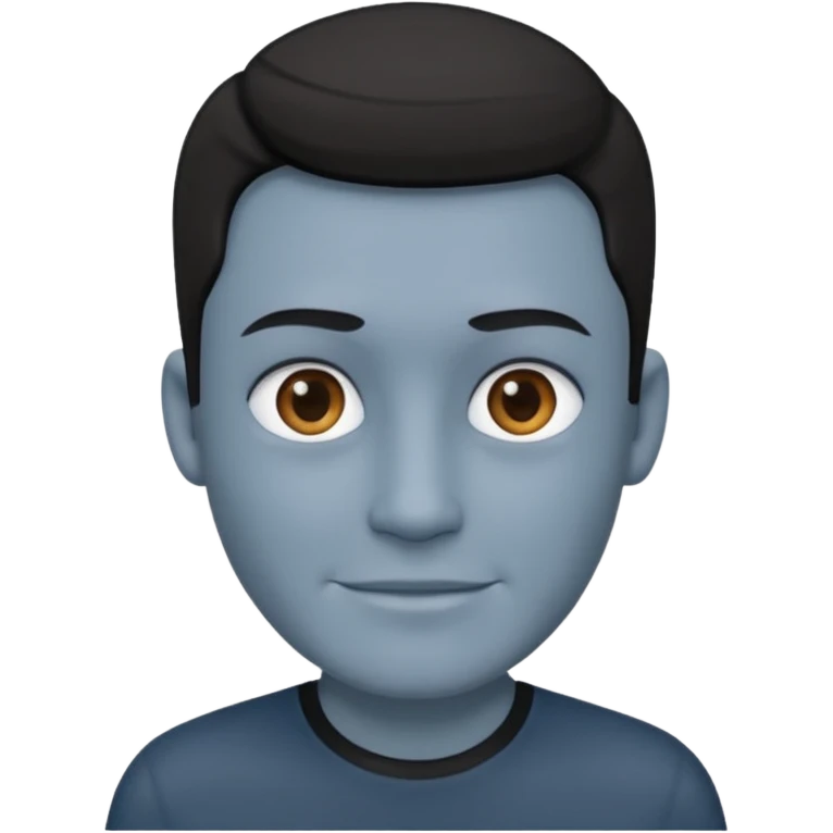 blue grey skin man, wear black shirt emoji