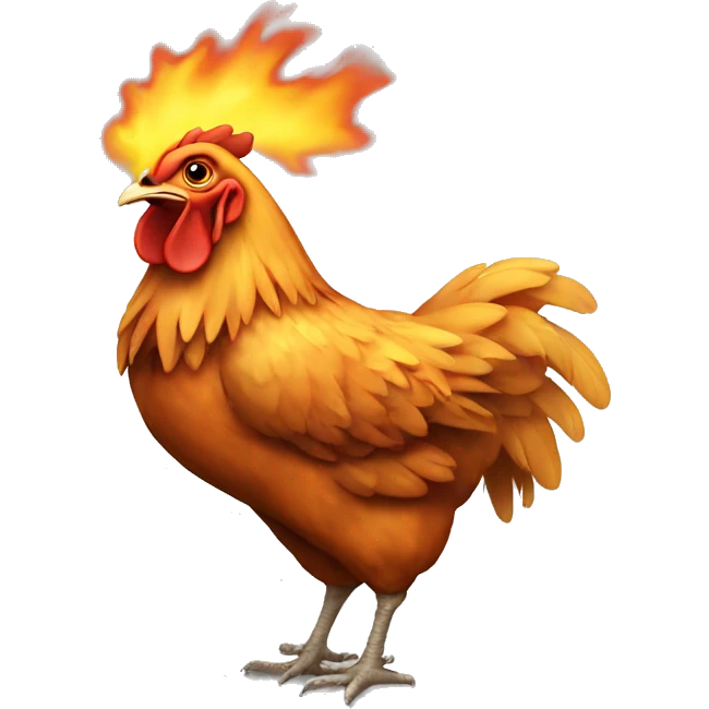 Chicken breathing fire emoji