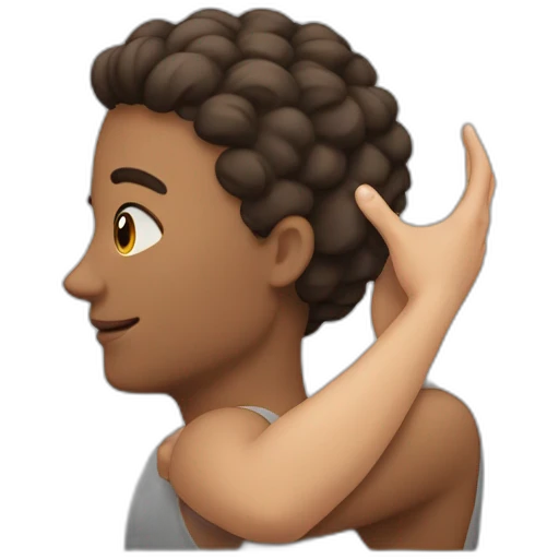 Man patting woman’s head emoji