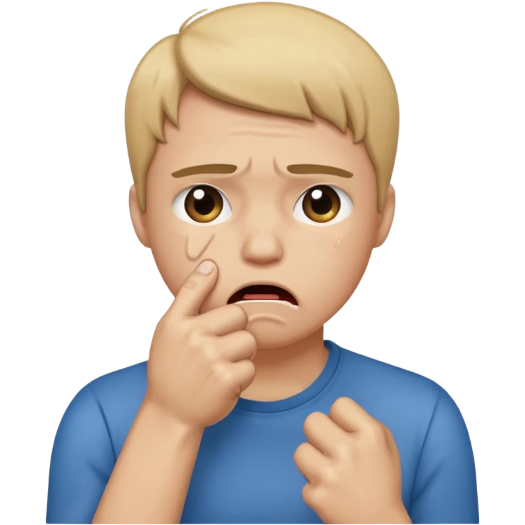 Sob emoji holding fist over mouth emoji