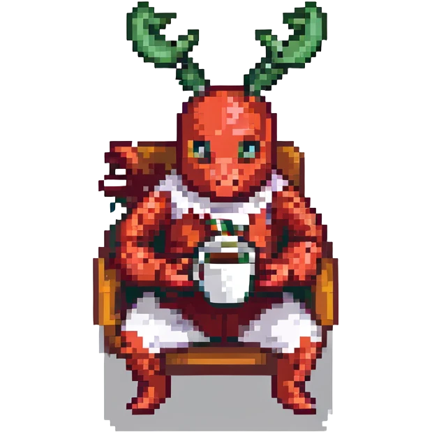 man in a lobster costume sipping coffee emoji