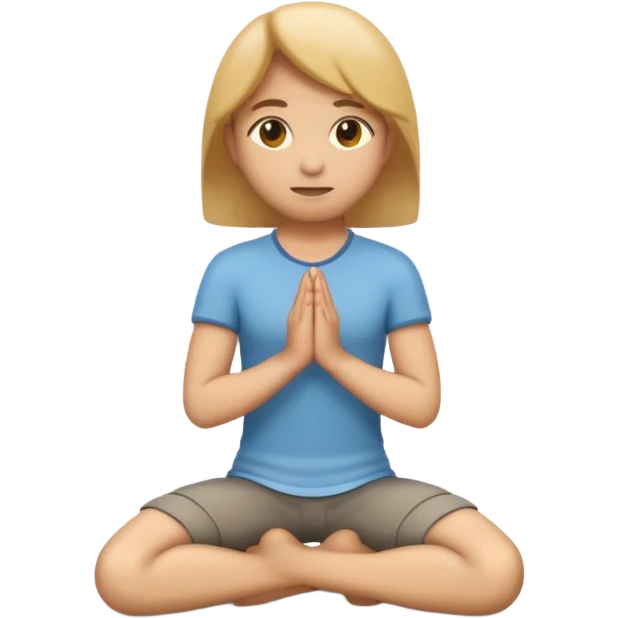 3D emoji style person kneeling, clear posture, centered, soft shadow, white background. emoji