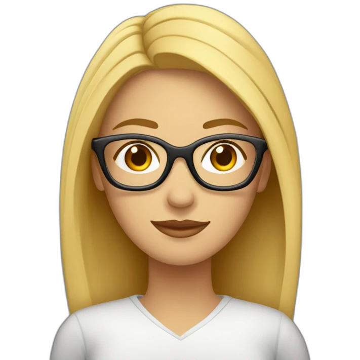 Mujer estudiante mediana edad rubia y con gafas emoji