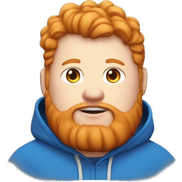 fat, ginger streamer named caseoh wearing a blue hoodie emoji emoji