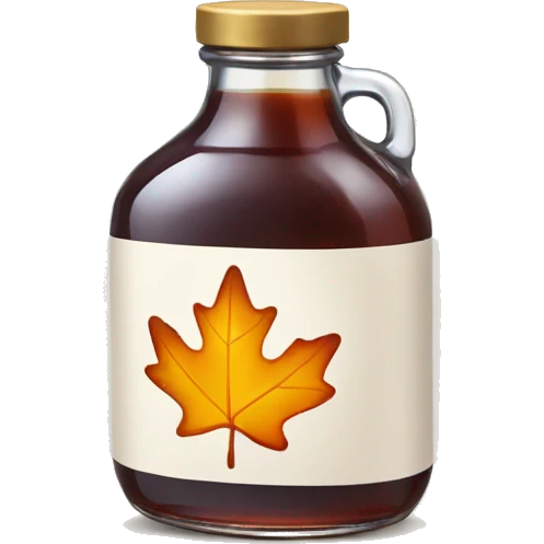 maple syrup in a jar shaped like maple leaf emoji