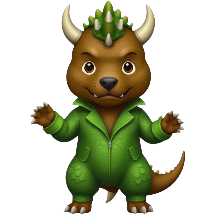 Black pibull dressed as a triceratops  emoji
