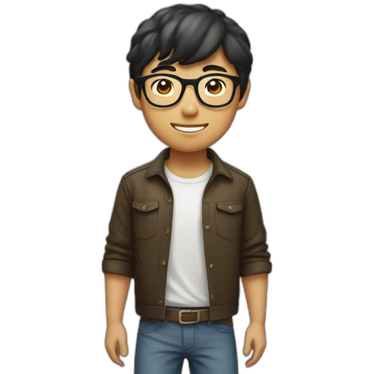 asian boy in specs riding a horse emoji