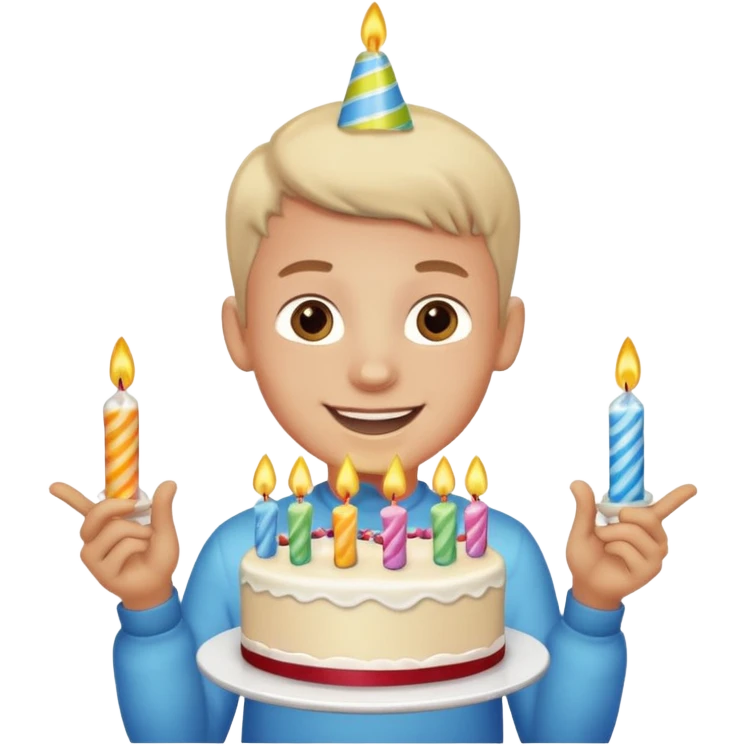 boy with birthday cake emoji