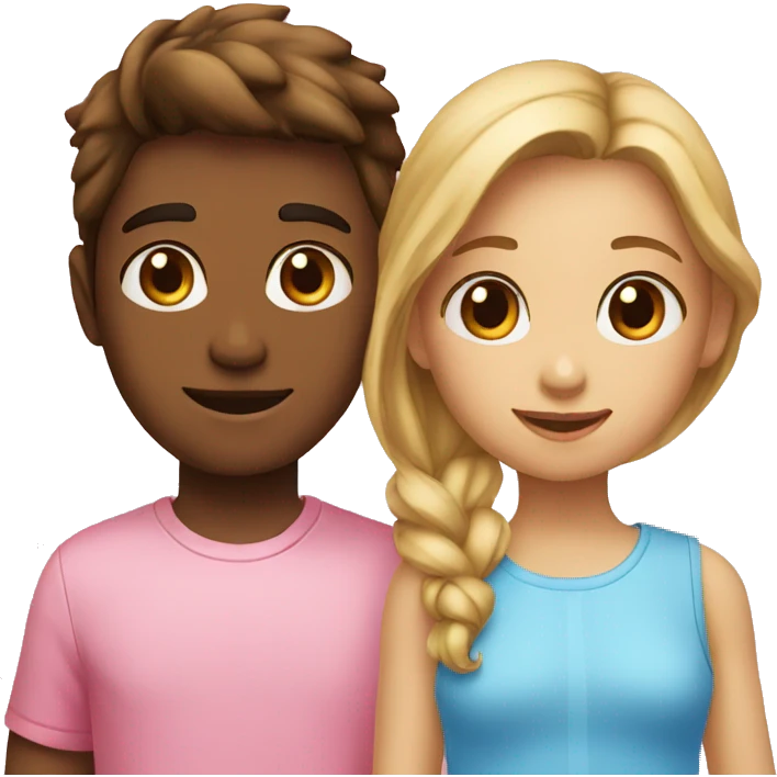 on the left, the girl is pink on the right, the boy is blue emoji