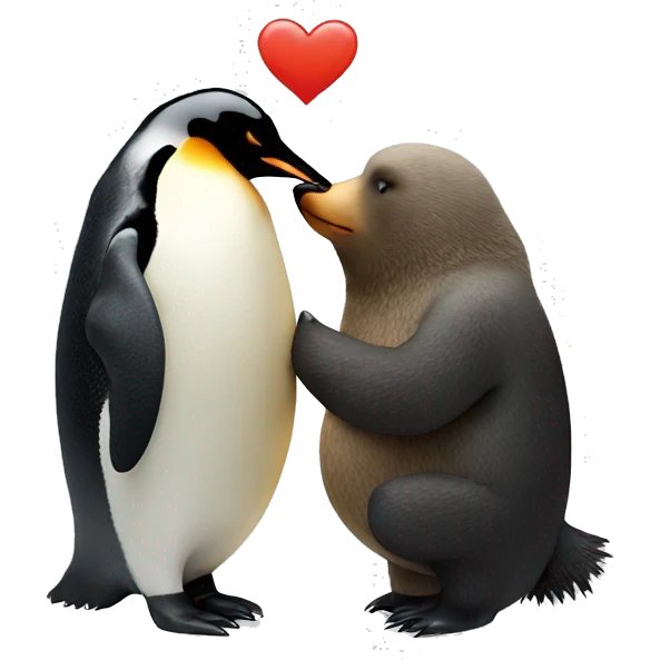 penguin kissing a bear emoji
