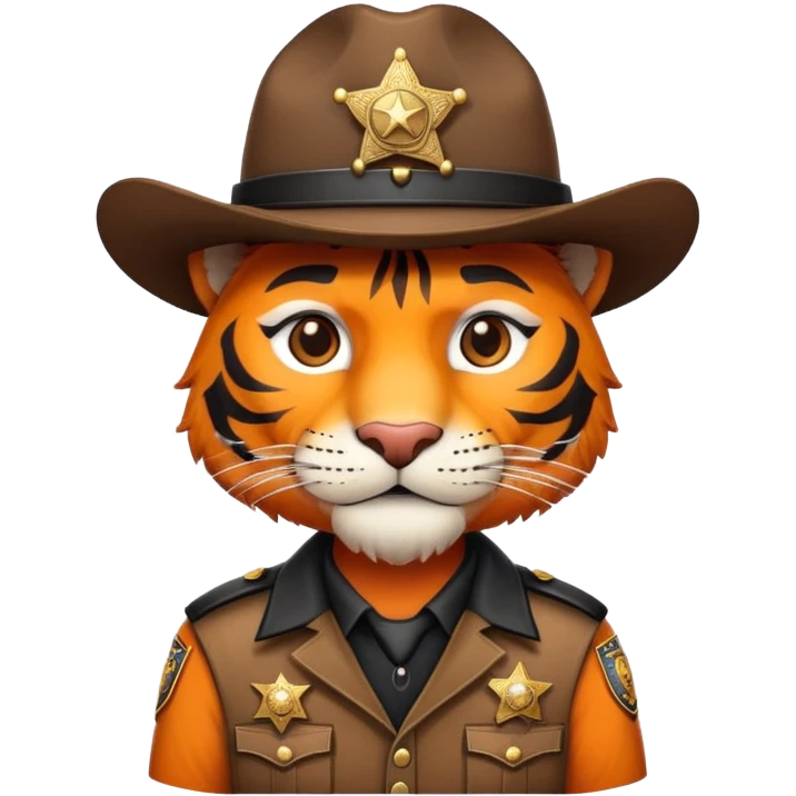 Wild west tiger sheriff with badge and hat emoji