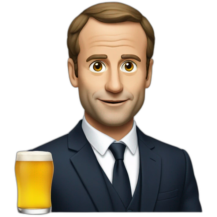 Macron boit une bière emoji