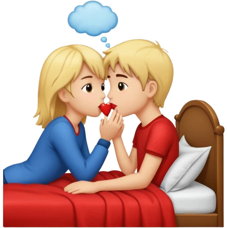 Hot kiss boy and girl Cute in the bedroom  emoji
