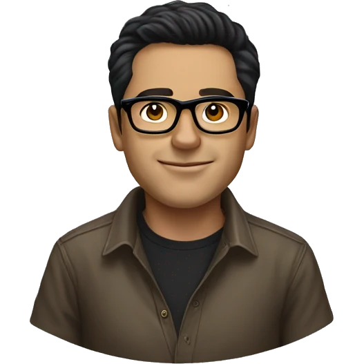 White man with black hair wearing ralph lauren shirt, wearing eyeglasses  emoji