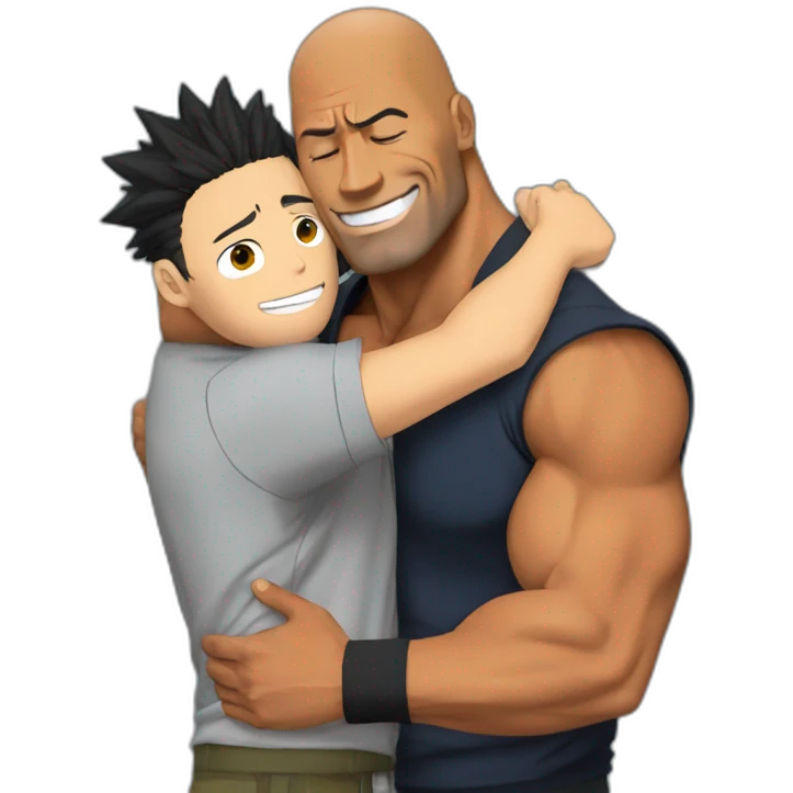 Naruto hugging Dwayne Johnson emoji