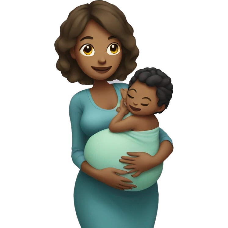 Pregnant mom holding baby emoji