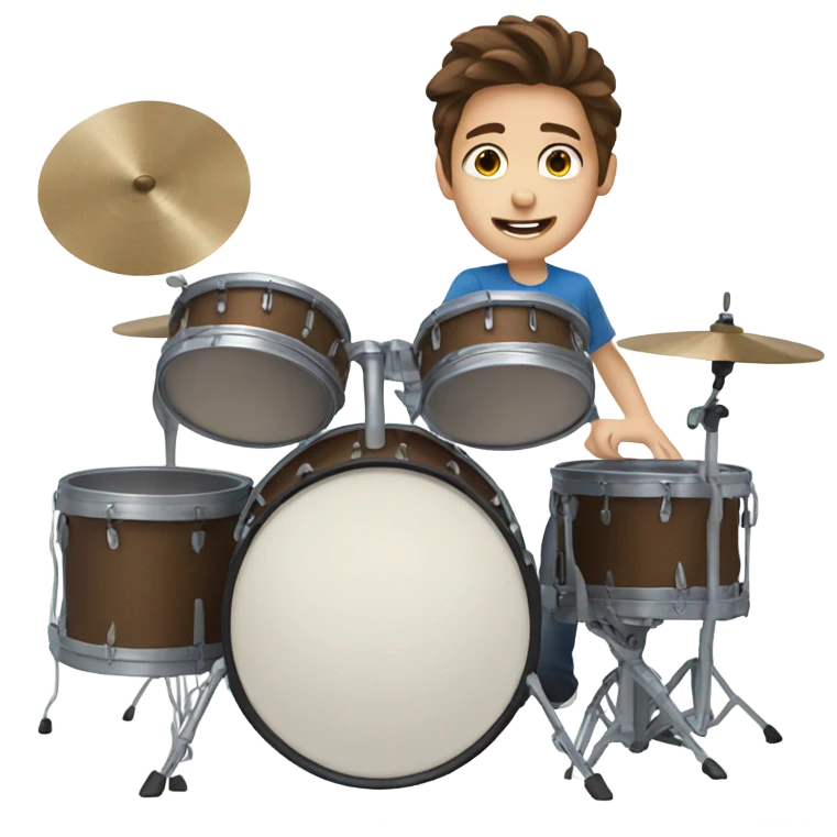 Boy with brown hair and blue eyes playing the drums emoji