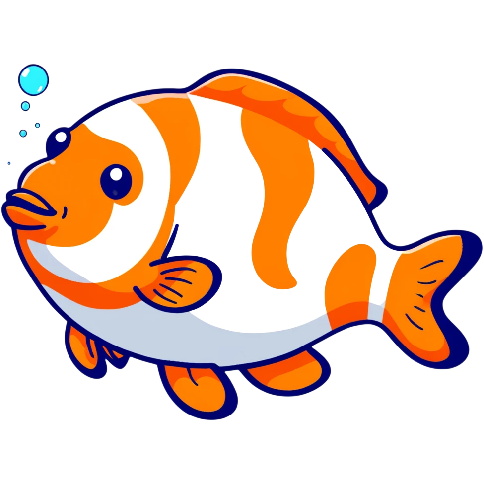 happy clownfish with bubbles emoji