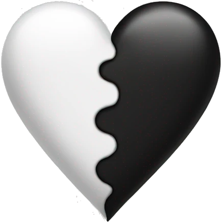 Half white half black heart emoji