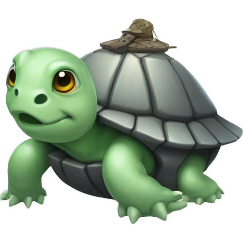 ghost turtle with a landmine on his bac emoji