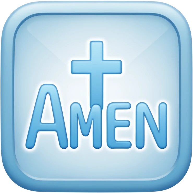 light blue word "AMEN" simple font in rectangle emoji
