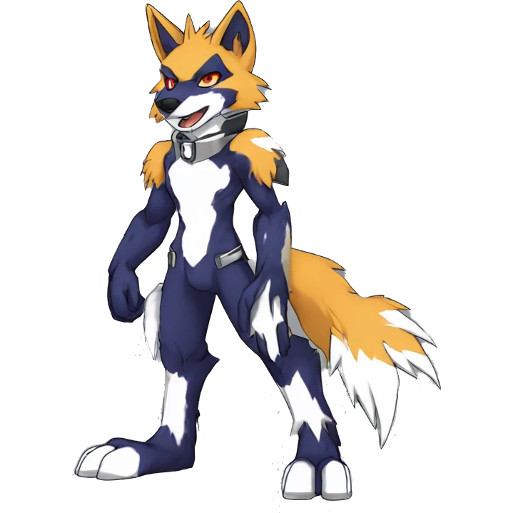  Cool Edgy Colorful Anthro War-Digimon-Fakemon-Wolf with edgy markings full body emoji
