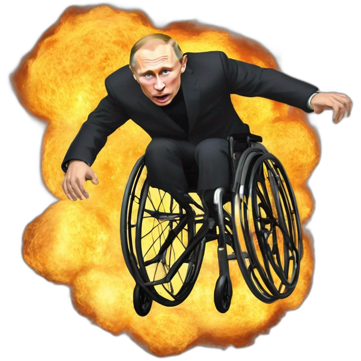Furious vladimir putin monke wheelchair jumps through fire ring emoji